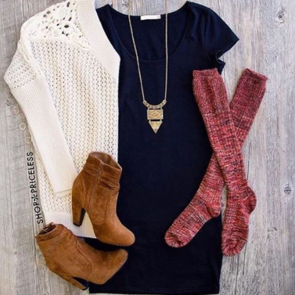 Shop Priceless Farrah Over The Knee Long Knit Socks Fall/Autumn Gilmore Burgundy